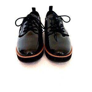 Mix No. 6 Zalidia Black Patent Leather Platform Oxfords Sz 7 Lace Up Chunky Heel